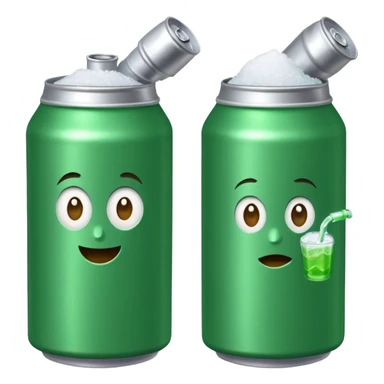 Green Soda can on left and Salt Jug on right sticker