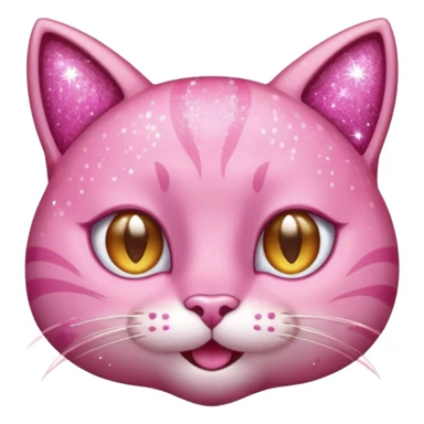 glitter pink cat happy winking sticker