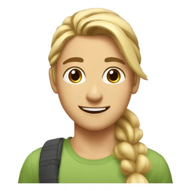 Woman and man smiling, woman has straight Brown hair in a ponytail, slightly sunkissed skin, man has blonde long hair which are in a ponytail, slightly sunkissed skin sticker
