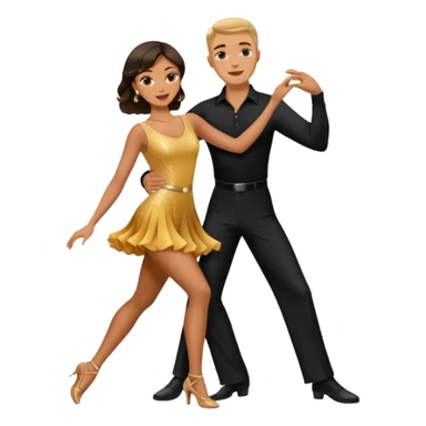 Dancesport professional latin competitor couple dancing the rumba, the women is in skinny short sparkly dress, the man is in black shirt and black classic pants  sticker