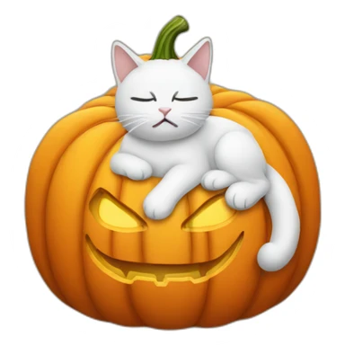 Cat tired on a pumpkin sticker