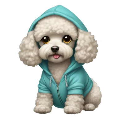 small poodle wear in hoodie  sticker