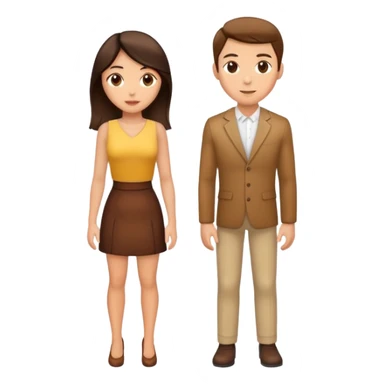 Chest upwards view of attractive brunette man and woman with light tan skin standing next to each other sticker