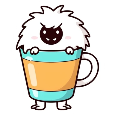 A furry coffee monster sticker