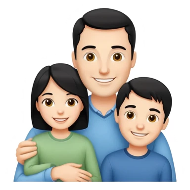 happy white family with husband with black hair, wife and one son smiling together sticker