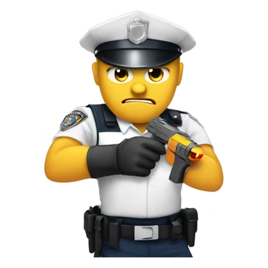 Emoji being angry and holding a tazer and he is a police sticker