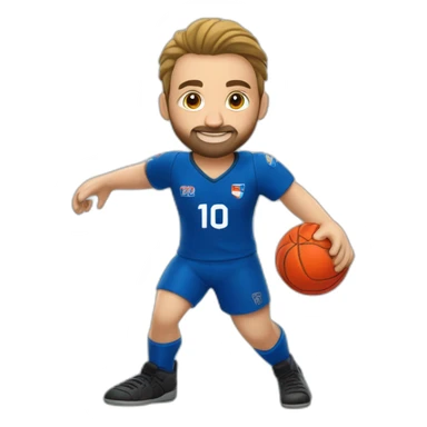 Joueur de handball européen en maillot bleu manche courte numéro 10 et le logo du CLOS Wahagnies sticker