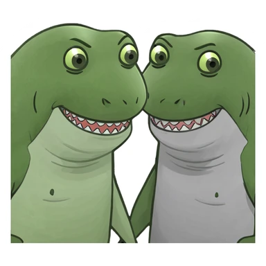 Shark with bald friends sticker