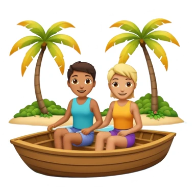 Two queer people on an island in a boat (non binary and lesbian) sticker