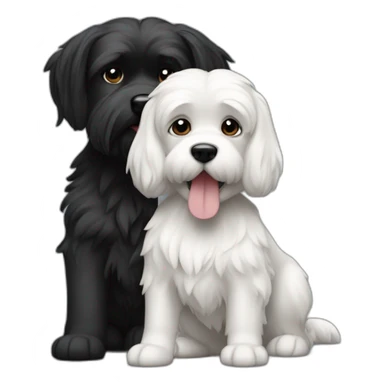 perro maltés blanco y mujer pelo largo negro sticker