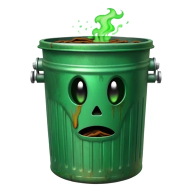 trashcan emitting green gas sticker