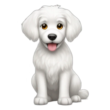 furry white dog with christmas sticker