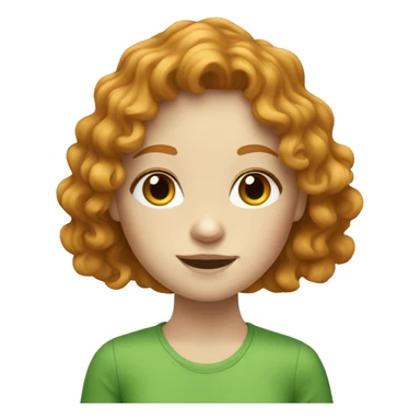 a pale ginger girl with freckles wearing green and has wavy hair and wavy bangs sticker