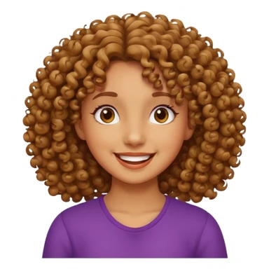 menina parda com cabelos cacheados, expressão feliz sticker