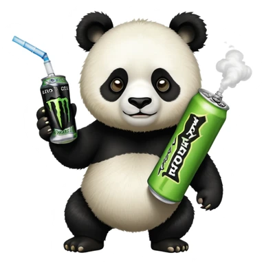 panda climbing with a monster energy drink and vape sticker
