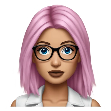 Hyper Realistic kylie jenner pink hair blue eyes and glasses  sticker