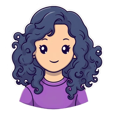 Cute girl with long wavy curly hair sticker