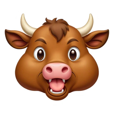 Cinematic Cute Yawning Brown Bull Portrait Emoji, Head tilted slightly with a dramatic, wide-open yawn, showcasing a smooth, rich brown hide with a subtle texture, floppy ears slightly drooping, round dark eyes barely open in drowsy contentment, Simplified yet irresistibly adorable features, highly detailed, glowing with a soft, cozy glow, high shine, relaxed yet expressive, stylized with a touch of rugged whimsy, bright and endearing, soft glowing outline, capturing the essence of a sleepy yet affectionate guardian, so drowsy it feels like it could charge right out of the screen and curl up for a nap! sticker