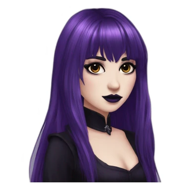 Elissabat -with bangs -long-hair-dark-plumpurple-and-black-vampire-goth-makeup-pinkeyes-romanticgothcloses-bat sticker