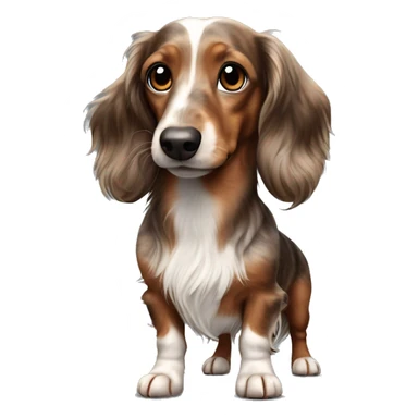 brown Merle long haired Dachshund full body sticker