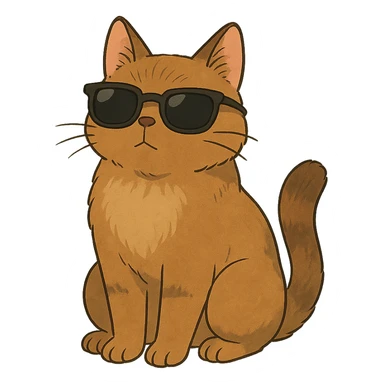 ghibli style cat wearing sunglasses sticker