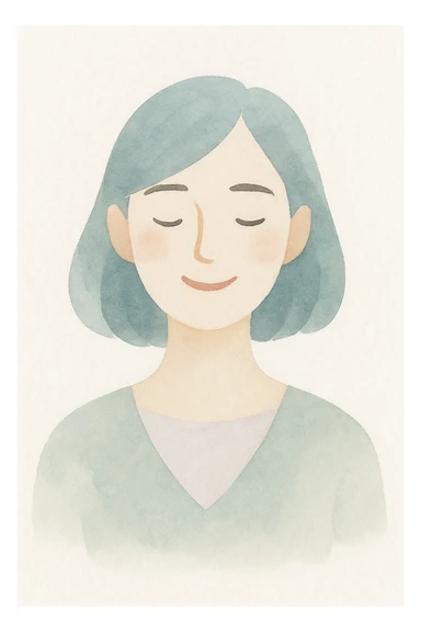 smiling woman, watercolor style sticker