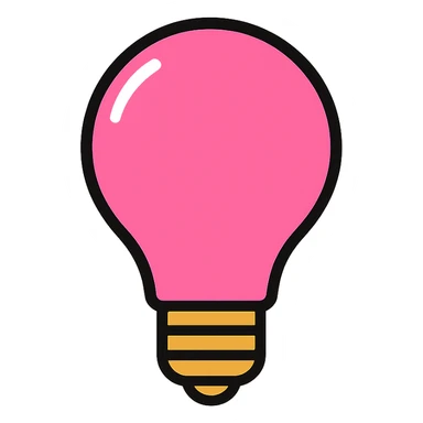 stylized pink light bulb playful bright icon sticker