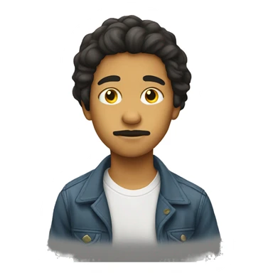 Latino boy long hair yellow moustache  sticker