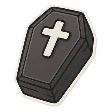 Halloween coffin black and white, remove background sticker