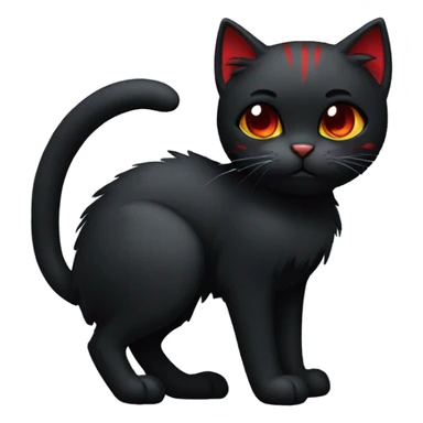 Anthro Edgy Cool Beautiful Black Cat with Emo Hair-bangs with Red Streaks sticker