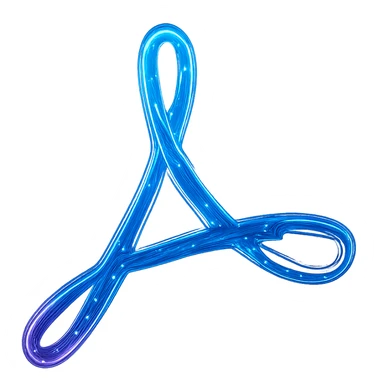 Transform the Adobe Acrobat logo into a cyberpunk, holographic style with glowing neon blue and pink edges, circuit patterns throughout the logo, and a transparent background. Maintain the recognizable Acrobat 'A' shape, overlaying neon and circuit effects in the same futuristic, clean style as previous cyberpunk icons. The whole icon should have a consistent cyberpunk glow and intricate circuit details in a futuristic, clean style. sticker