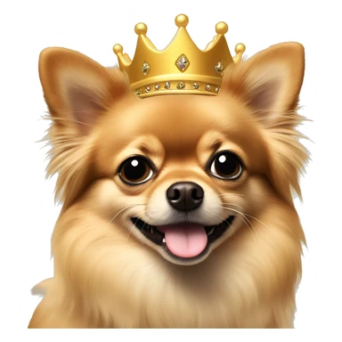 Tan long hair pomchi (Pomeranian chihuahua) wearing a golden crown  sticker