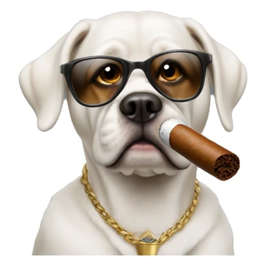 Dog wearing a top hot smoking cigar sticker