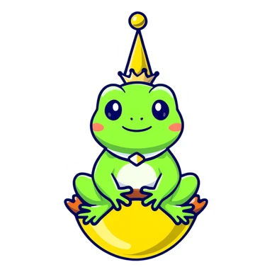 glamorous frog wearing a jeweled choker, sitting on top of the world sticker