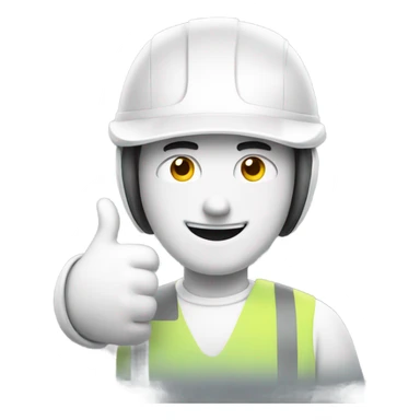 Man with a white helmet and a grey workwear giving a thumbs up sticker