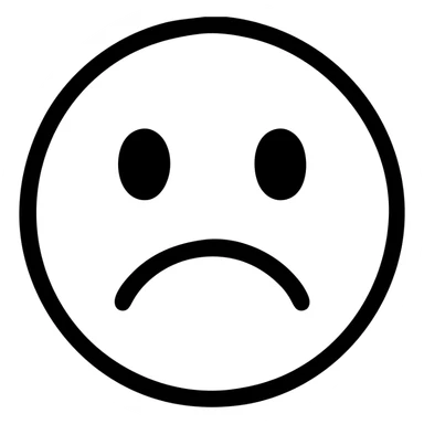 animated sad face emoji, flat outlined icon style, minimal, black lines, no fill sticker