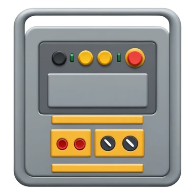 Emoji-style illustration of an electrical control cabinet, flat vector look, bold outlines, minimal details, no background. sticker