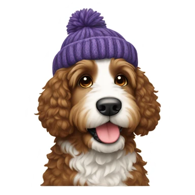 Bernedoodle in beanie  sticker