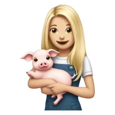 pretty long hair blonde girl holding a baby pig sticker
