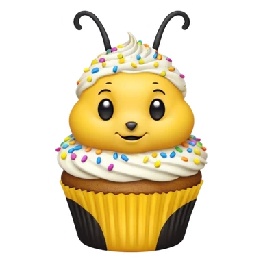 Embarrassed bee with cupcake sticker
