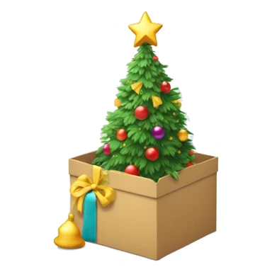 New year tree in a hat box sticker