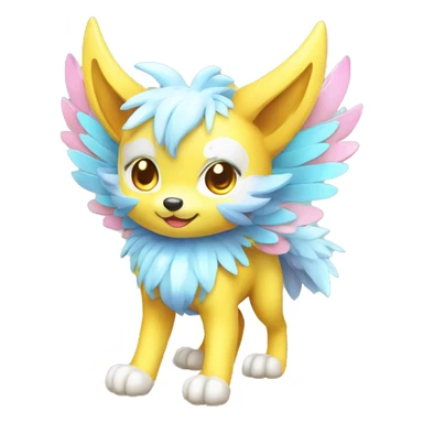 Kawaii Cute Colorful Shiny Winged Wolf-Pokémon full body sticker