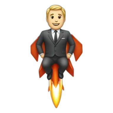 suit man flying rocket sticker