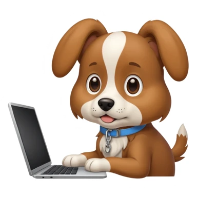 A dog on a computer sticker