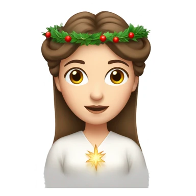 brown haired white women with white gown and advent wreath with candles on the head sticker
