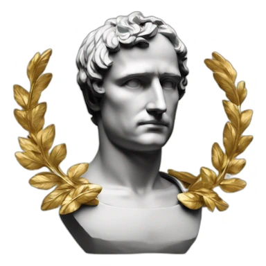 Laurel wreath on short hair serious napoleon bonaparte golden statue sticker