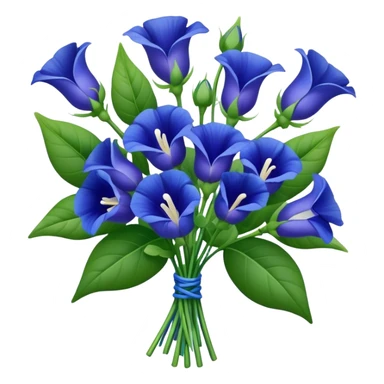 big bouquet Blue Butterfly Pea flower, stem, leaf sticker