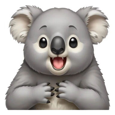 cinematic-cute-yawning-koala-portrait-emoji,-head-tilted-slightly-with-a-dramatic,-wide-open-yawn,-showcasing-a-soft,-downy-grey-fur-with-drooping-ears-and-round-eyes-barely-open-in-drowsy-contentment,-simplified-yet-irresistibly-adorable sticker
