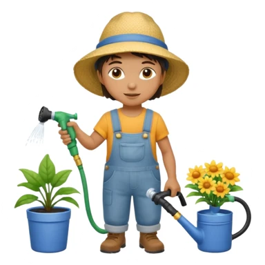 gardener watering with a hose sticker