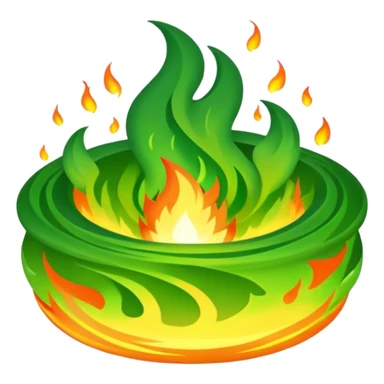 green fire in flat ancient  sticker